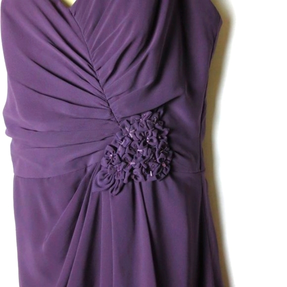 David's Bridal Dress Dusky Iris Purple Chiffon Midi Ball Cocktail Wedding Size 8 - Picture 3 of 8